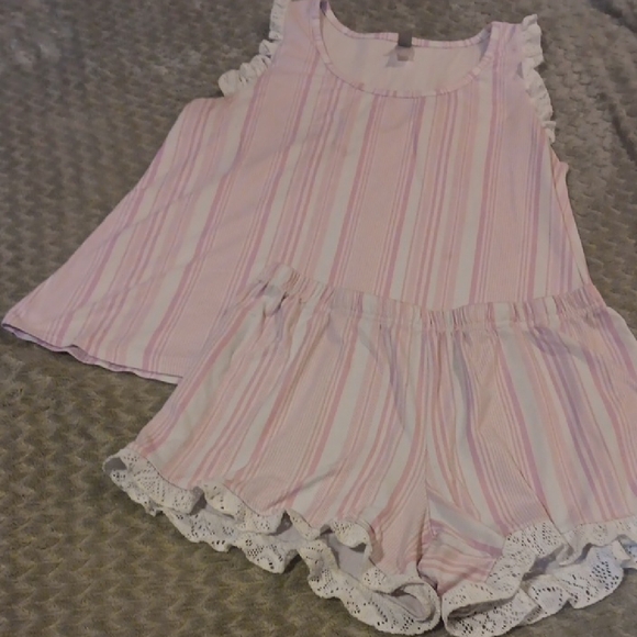 Other - Pink and White Striped Pajama Set